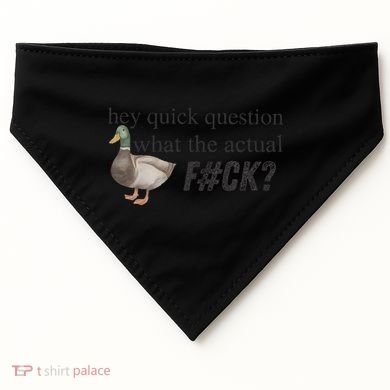 Hey Quick Question Wtaf Funny Duck Meme Retro Humor Joke USA-Made Doggie Bandana