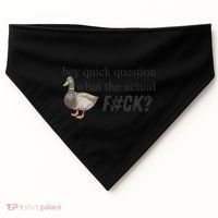 Hey Quick Question Wtaf Funny Duck Meme Retro Humor Joke USA-Made Doggie Bandana thumb 0