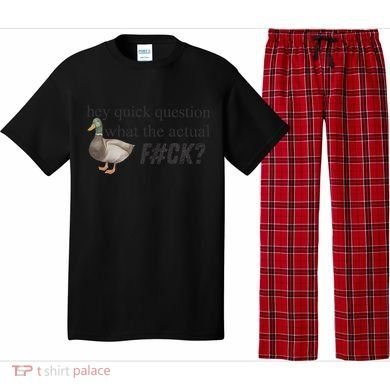 Hey Quick Question Wtaf Funny Duck Meme Retro Humor Joke Pajama Set