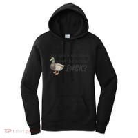 Hey Quick Question Wtaf Funny Duck Meme Retro Humor Joke Women's Hoodie thumb 0