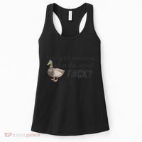 Hey Quick Question Wtaf Funny Duck Meme Retro Humor Joke Women's Tank Top thumb 0