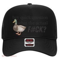 Hey Quick Question Wtaf Funny Duck Meme Retro Humor Joke Hat thumb 0
