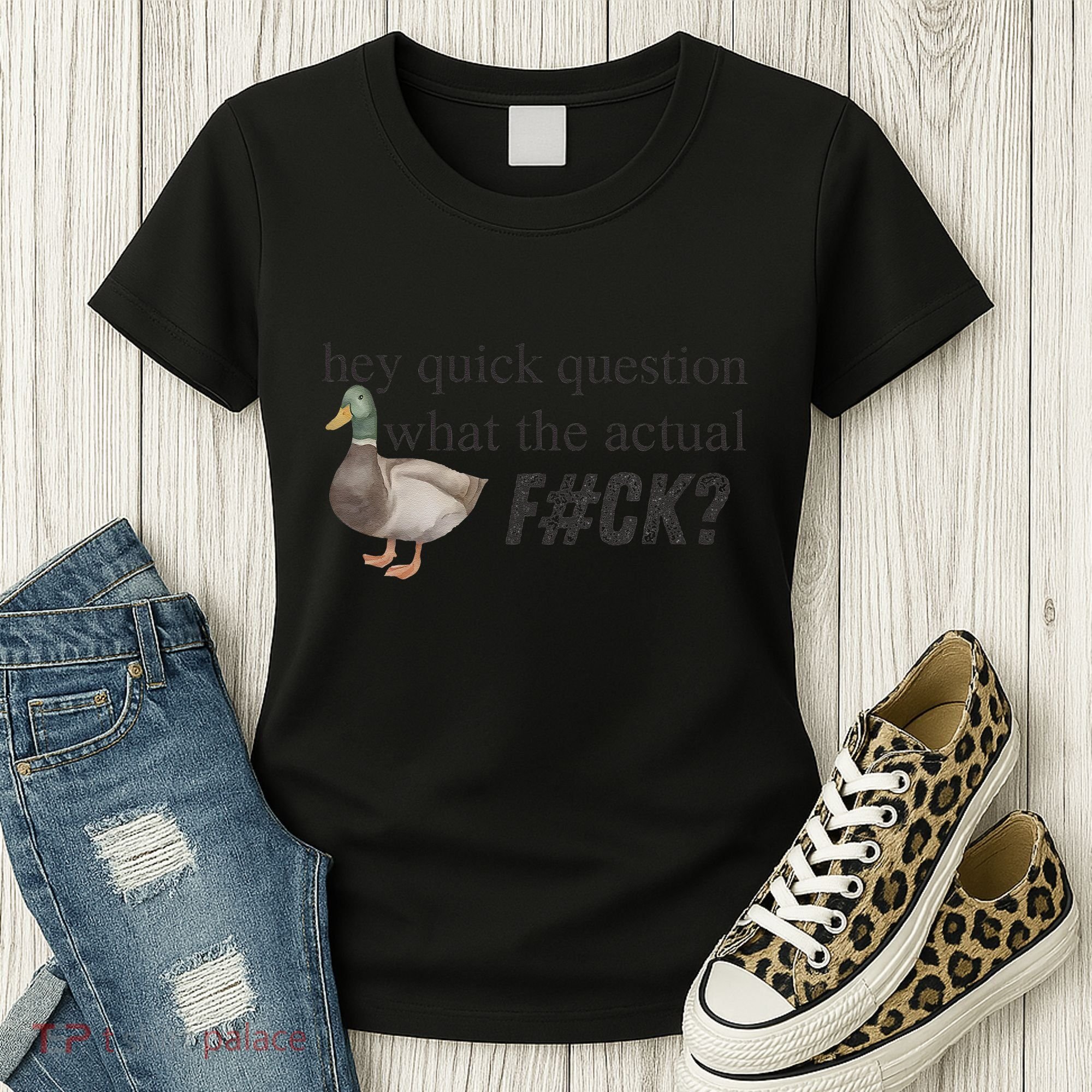 Hey Quick Question Wtaf Funny Duck Meme Retro Humor Joke Women's T-Shirt