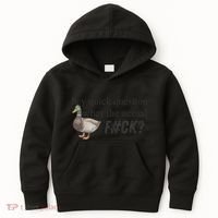 Hey Quick Question Wtaf Funny Duck Meme Retro Humor Joke Kids Hoodie thumb 0