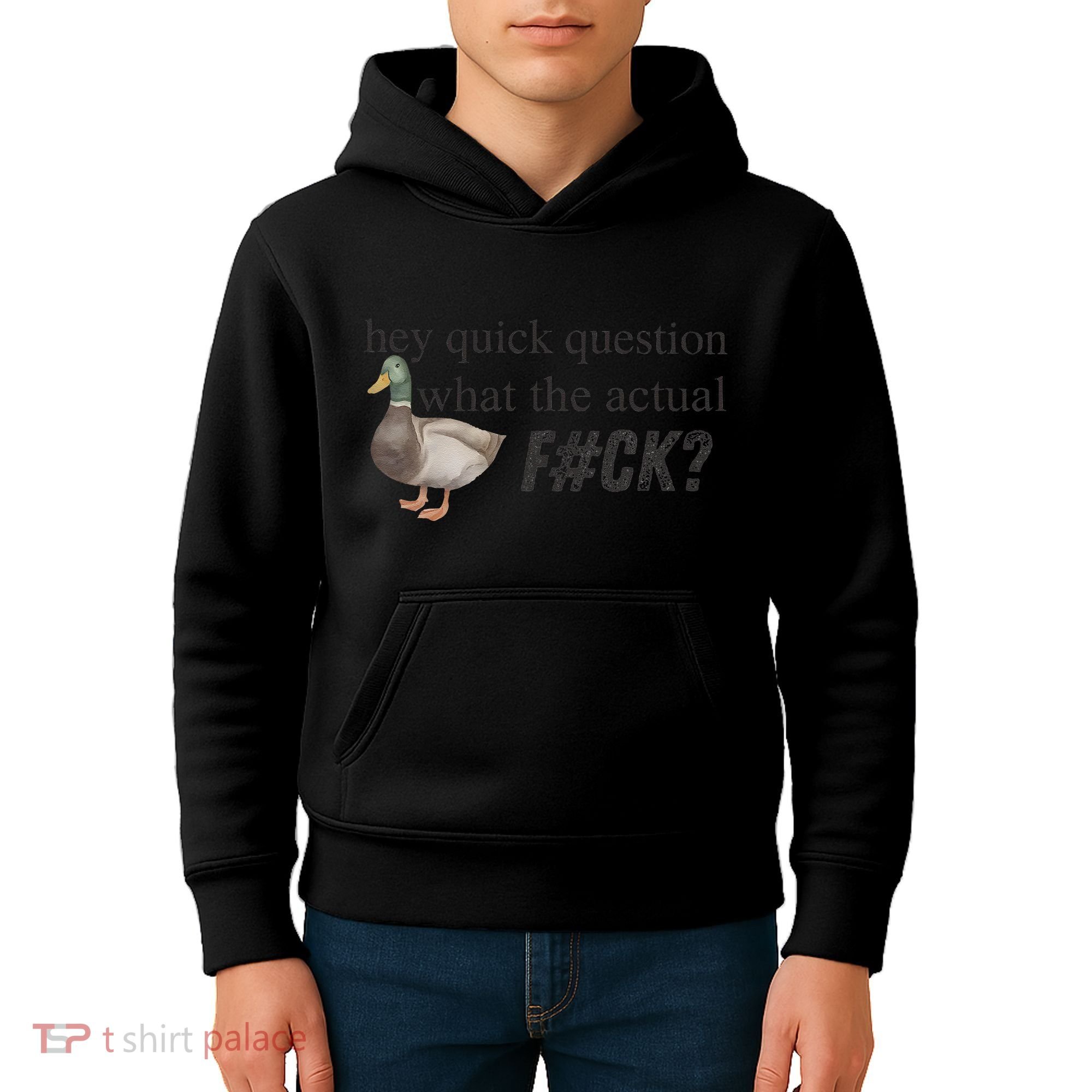 Hey Quick Question Wtaf Funny Duck Meme Retro Humor Joke Kids Hoodie