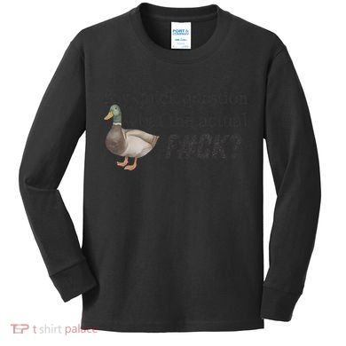 Hey Quick Question Wtaf Funny Duck Meme Retro Humor Joke Kids Long Sleeve Shirt