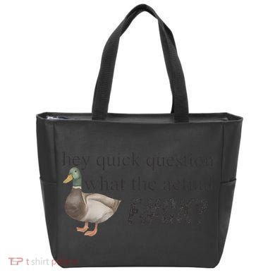 Hey Quick Question Wtaf Funny Duck Meme Retro Humor Joke Tote Bag