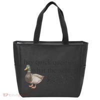 Hey Quick Question Wtaf Funny Duck Meme Retro Humor Joke Tote Bag thumb 0