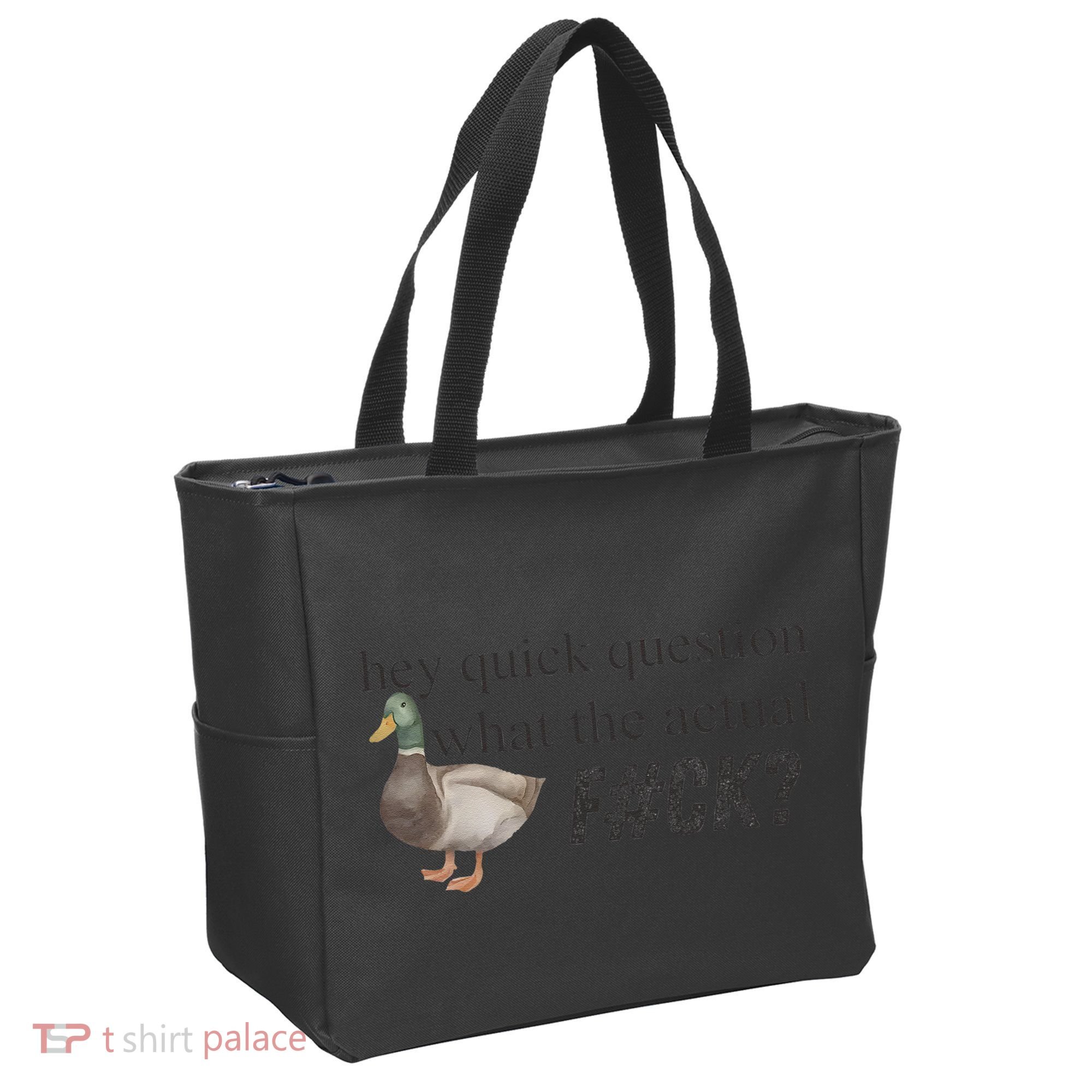 Hey Quick Question Wtaf Funny Duck Meme Retro Humor Joke Tote Bag