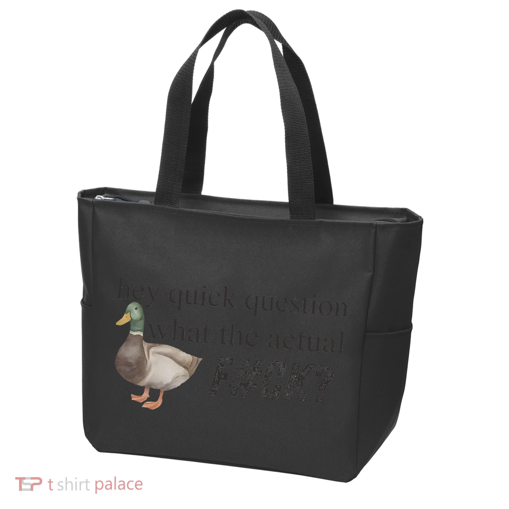 Hey Quick Question Wtaf Funny Duck Meme Retro Humor Joke Tote Bag