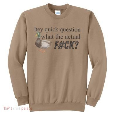 Hey Quick Question Wtaf Funny Duck Meme Retro Humor Joke Sweatshirt