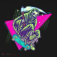 Halloween Retro 80's Skateboarding Grim Reaper Backpack thumb 2
