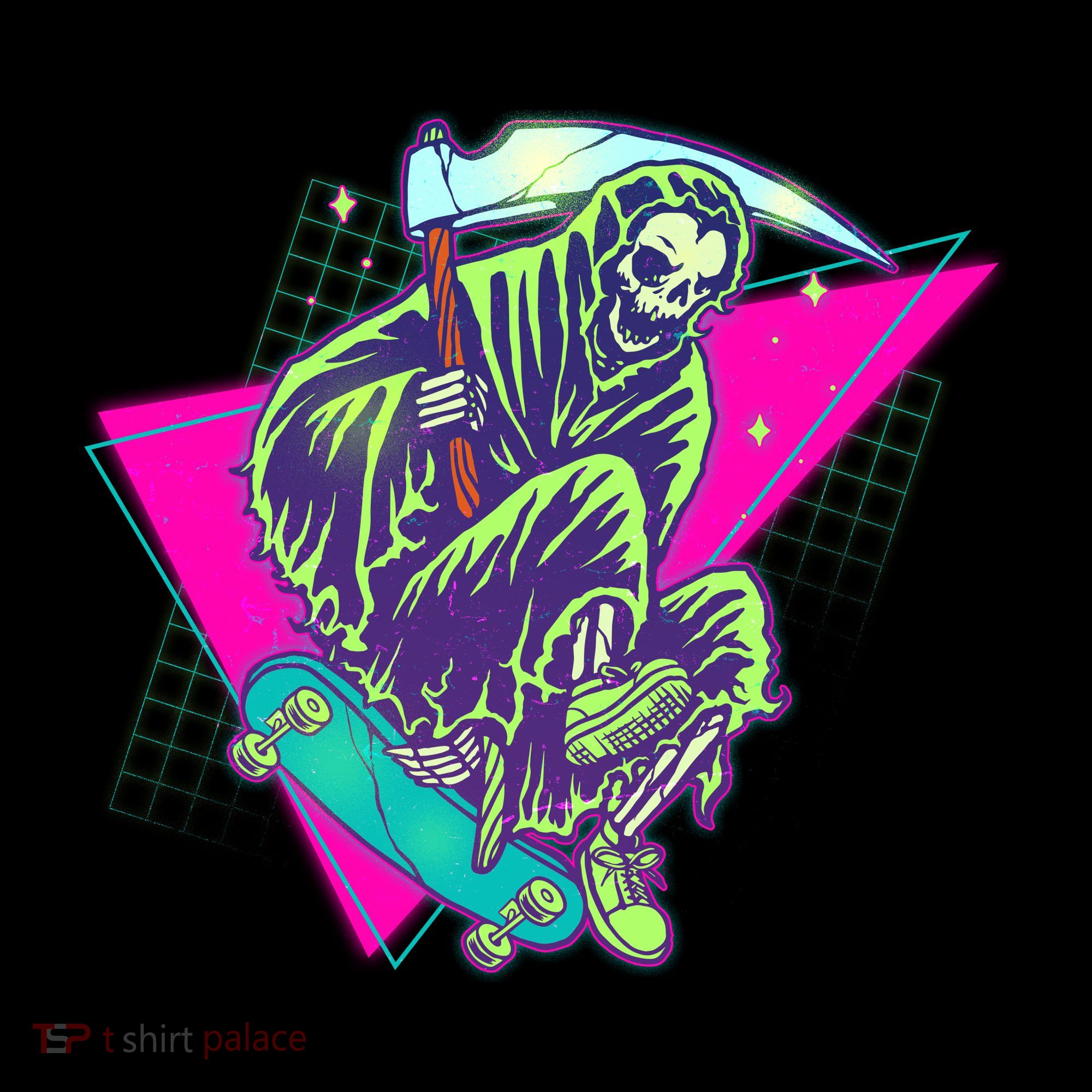 Halloween Retro 80's Skateboarding Grim Reaper Coffee Mug