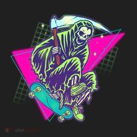 Halloween Retro 80's Skateboarding Grim Reaper Tumbler thumb 3