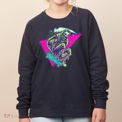 Halloween Retro 80's Skateboarding Grim Reaper Women's Sweatshirt