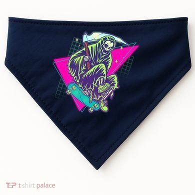 Halloween Retro 80's Skateboarding Grim Reaper USA-Made Doggie Bandana