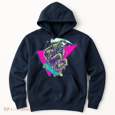 Halloween Retro 80's Skateboarding Grim Reaper Hoodie