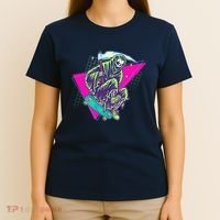 Halloween Retro 80's Skateboarding Grim Reaper T-Shirt thumb 4