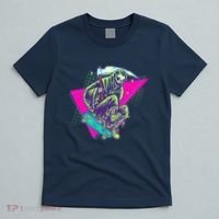 Halloween Retro 80's Skateboarding Grim Reaper T-Shirt thumb 5
