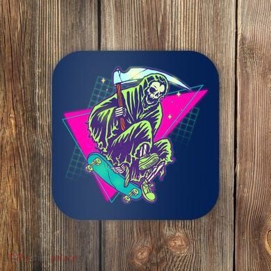 Halloween Retro 80's Skateboarding Grim Reaper Coaster