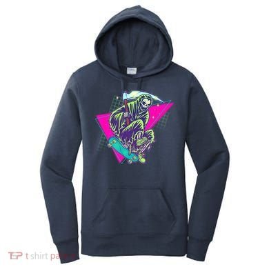 Halloween Retro 80's Skateboarding Grim Reaper Women's Hoodie