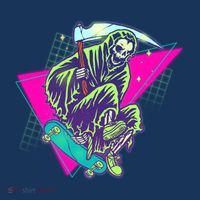 Halloween Retro 80's Skateboarding Grim Reaper Women's Hoodie thumb 2