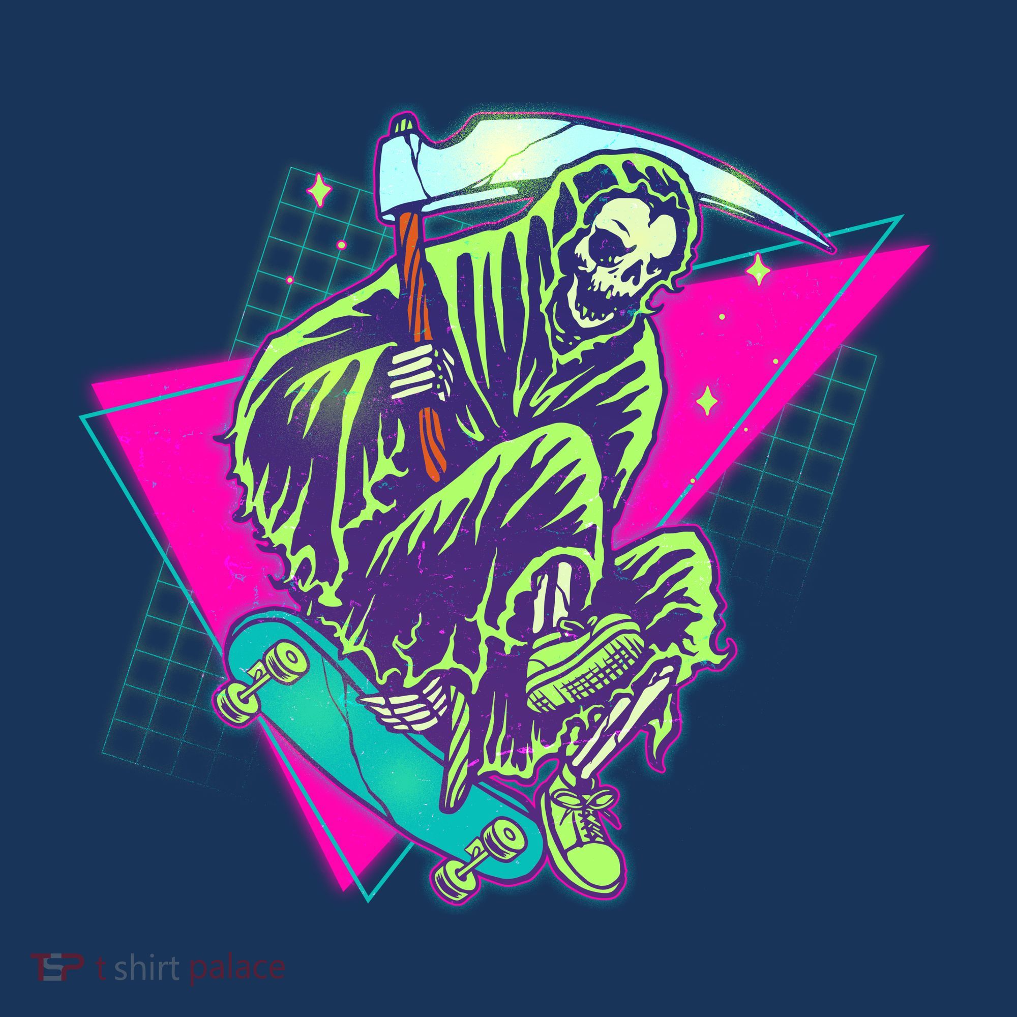 Halloween Retro 80's Skateboarding Grim Reaper Women's Hoodie