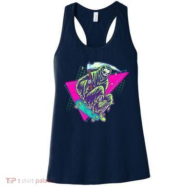 Halloween Retro 80's Skateboarding Grim Reaper Women's Tank Top