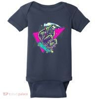 Halloween Retro 80's Skateboarding Grim Reaper Baby Bodysuit thumb 0