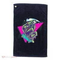 Halloween Retro 80's Skateboarding Grim Reaper Golf Towel thumb 0