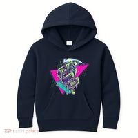 Halloween Retro 80's Skateboarding Grim Reaper Kids Hoodie thumb 0