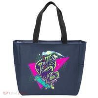 Halloween Retro 80's Skateboarding Grim Reaper Tote Bag thumb 0