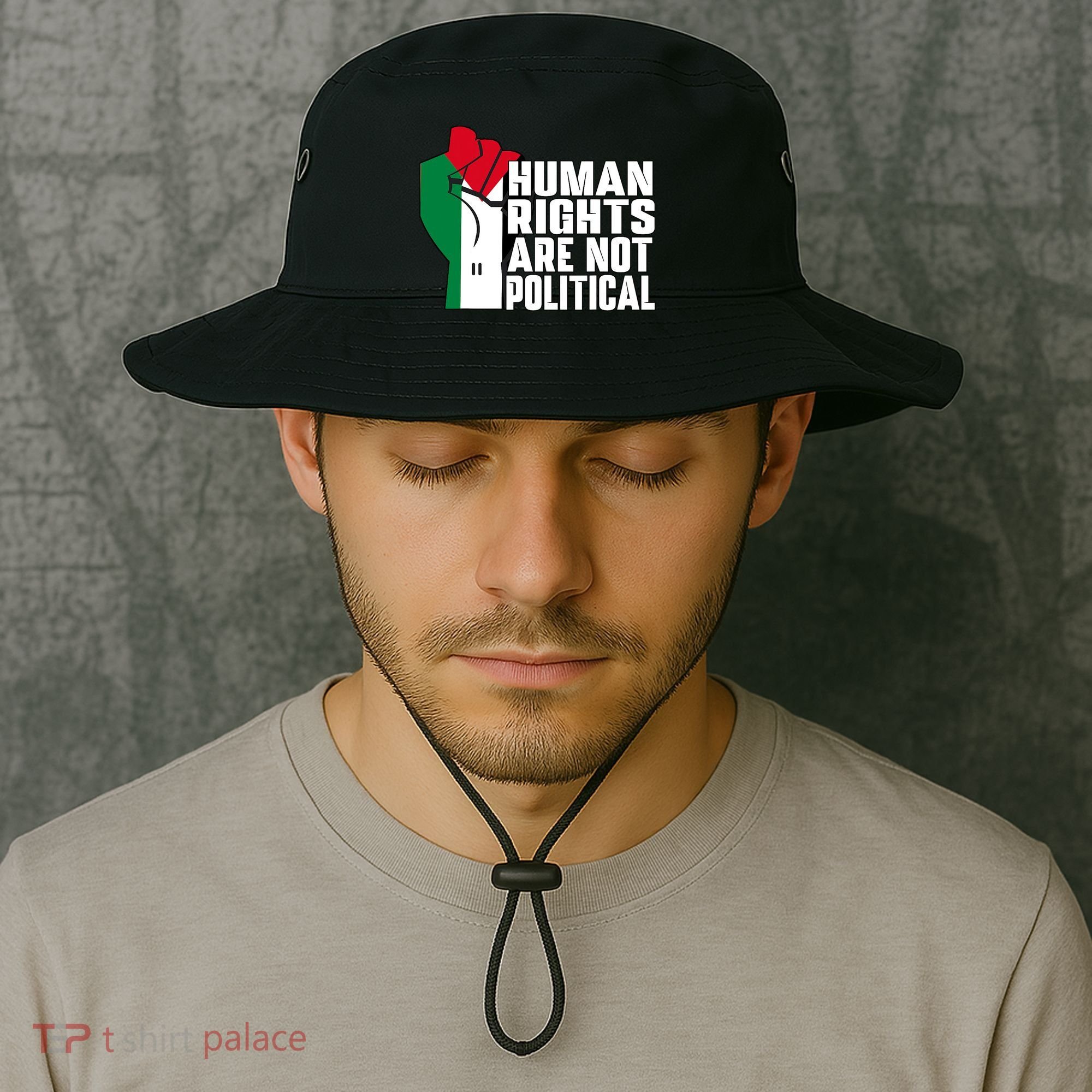 Human Rights Are Not Political Support Palestine And Gaza Bucket Hat