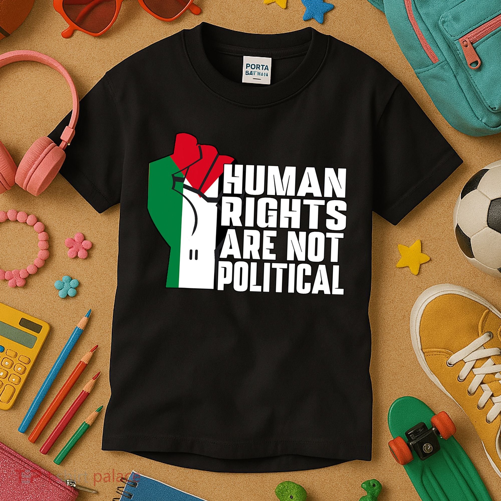 Human Rights Are Not Political Support Palestine And Gaza Kids T-Shirt
