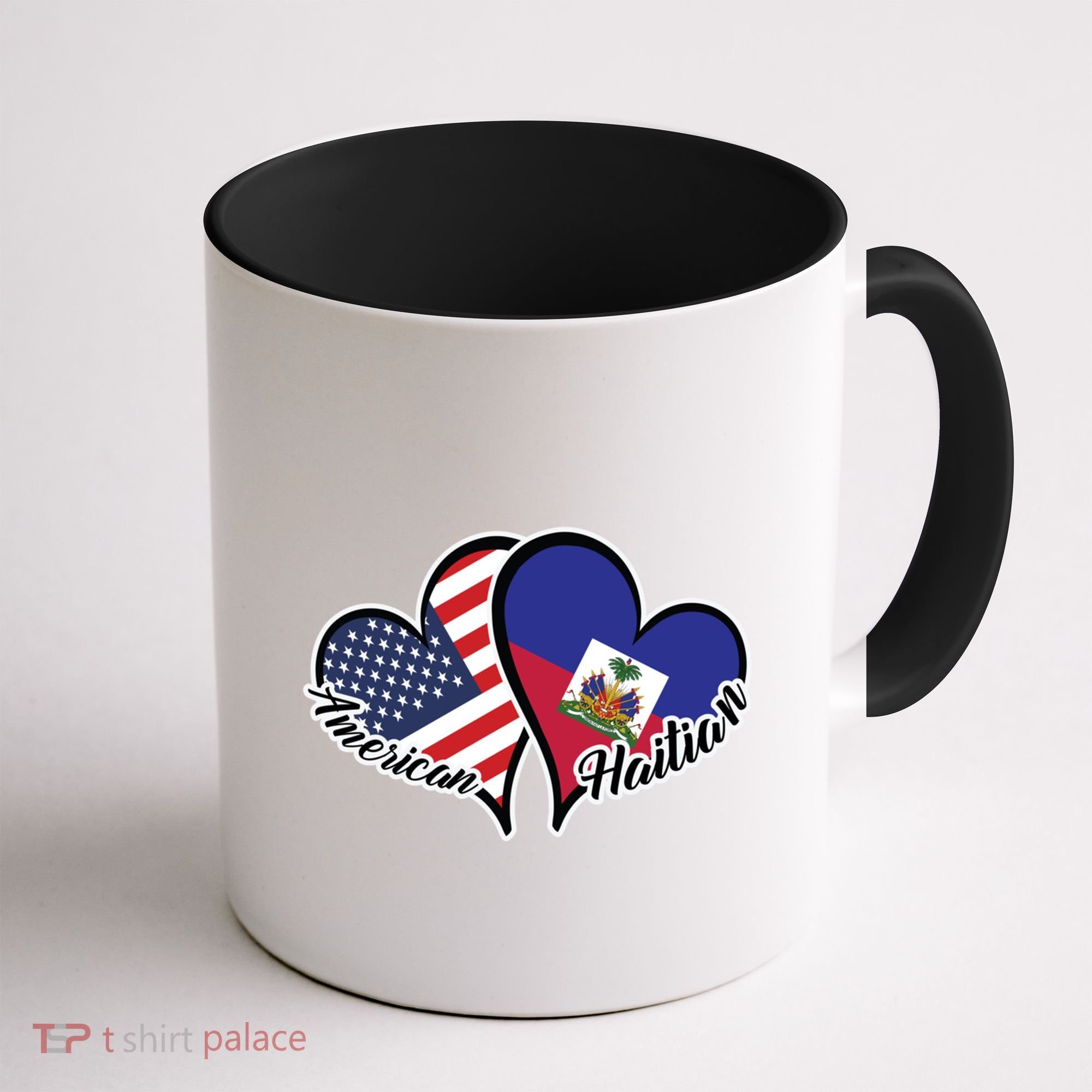 Haitian Roots American Usa Flag Heart Half Haitian Haiti Gift Coffee Mug