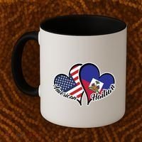 Haitian Roots American Usa Flag Heart Half Haitian Haiti Gift Coffee Mug thumb 2