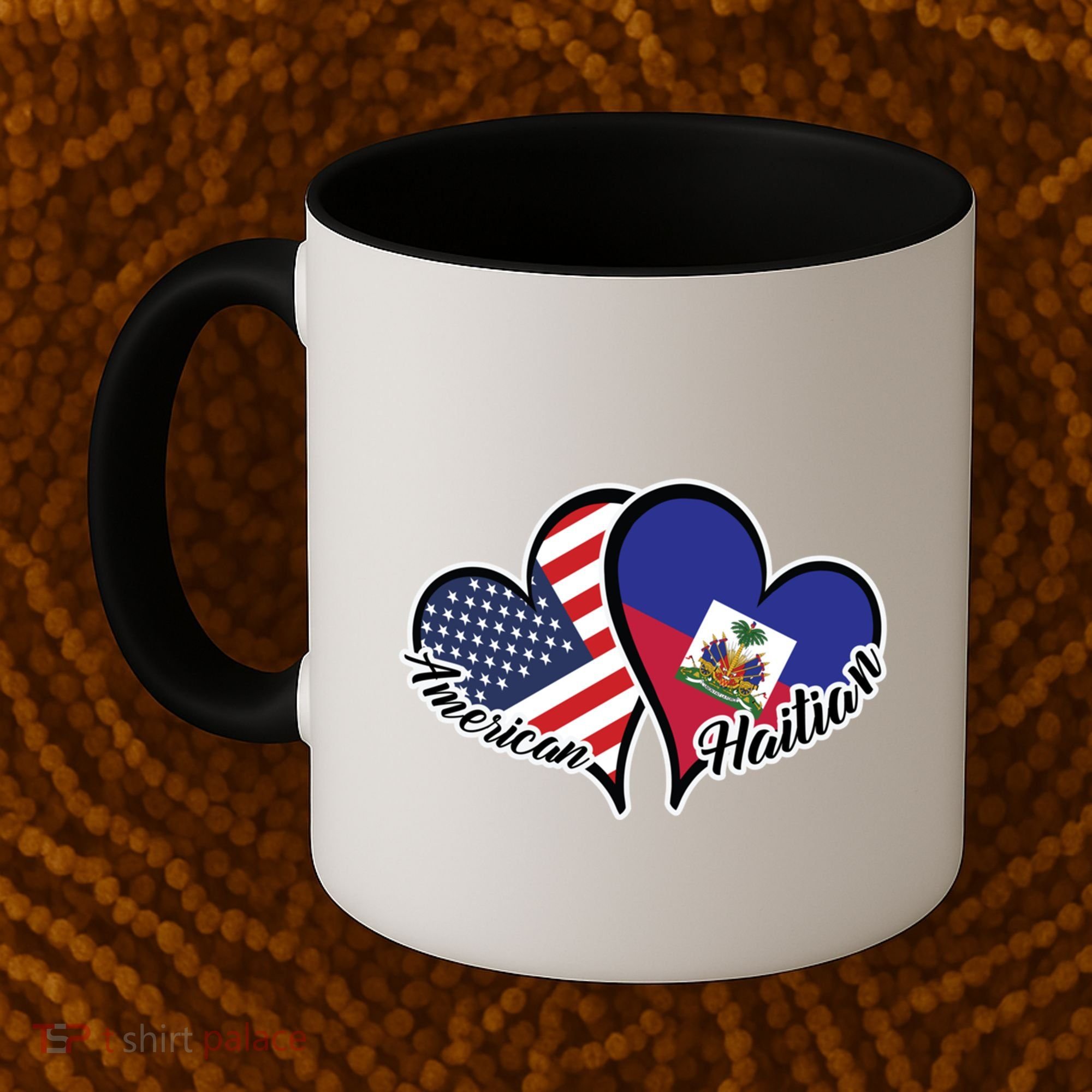 Haitian Roots American Usa Flag Heart Half Haitian Haiti Gift Coffee Mug