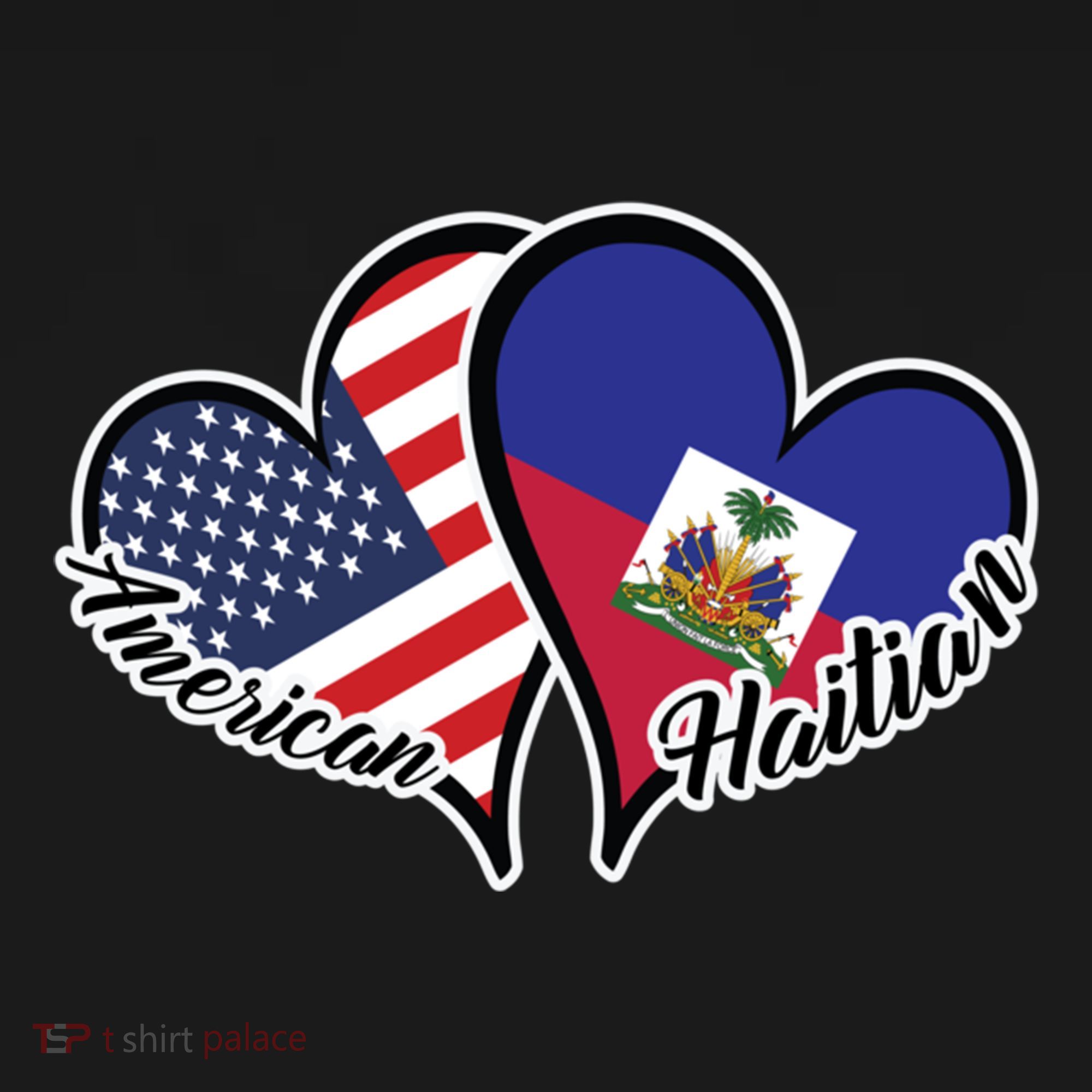 Haitian Roots American Usa Flag Heart Half Haitian Haiti Gift Women's Hoodie