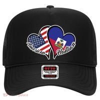 Haitian Roots American Usa Flag Heart Half Haitian Haiti Gift Hat thumb 0