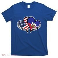 Haitian Roots American Usa Flag Heart Half Haitian Haiti Gift T-Shirt thumb 0