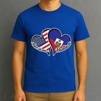 Haitian Roots American Usa Flag Heart Half Haitian Haiti Gift T-Shirt thumb 3