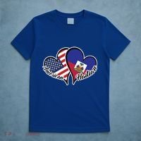 Haitian Roots American Usa Flag Heart Half Haitian Haiti Gift T-Shirt thumb 5