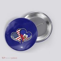 Haitian Roots American Usa Flag Heart Half Haitian Haiti Gift Button thumb 0