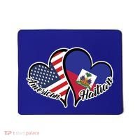Haitian Roots American Usa Flag Heart Half Haitian Haiti Gift Mousepad thumb 0