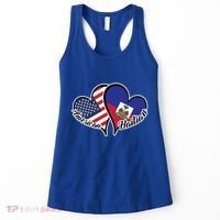 Haitian Roots American Usa Flag Heart Half Haitian Haiti Gift Women's Tank Top thumb 0
