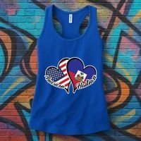Haitian Roots American Usa Flag Heart Half Haitian Haiti Gift Women's Tank Top thumb 3