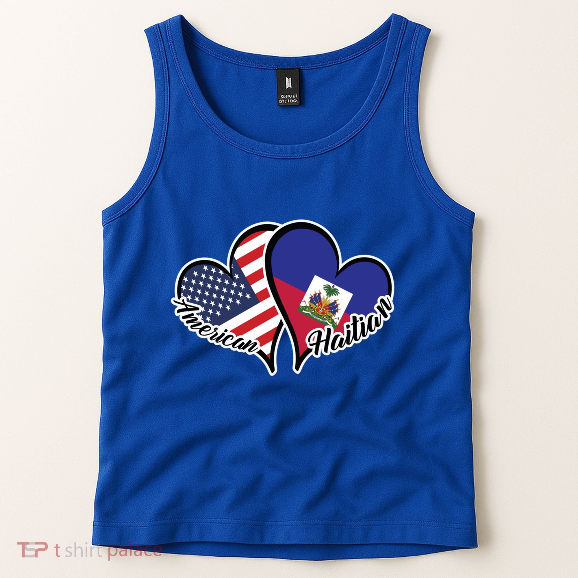 Haitian Roots American Usa Flag Heart Half Haitian Haiti Gift Tank Top