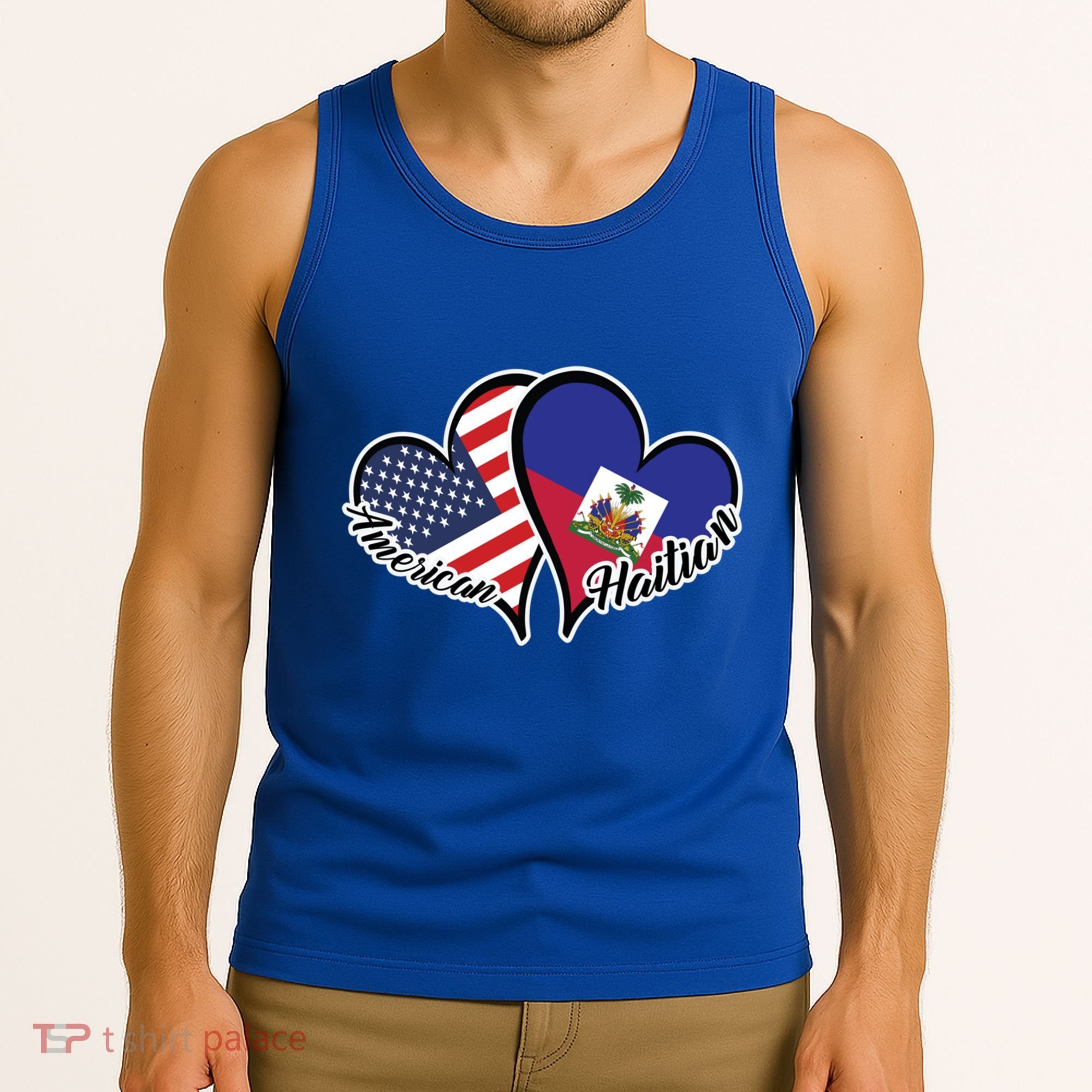Haitian Roots American Usa Flag Heart Half Haitian Haiti Gift Tank Top