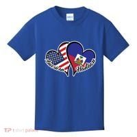 Haitian Roots American Usa Flag Heart Half Haitian Haiti Gift Kids T-Shirt thumb 0