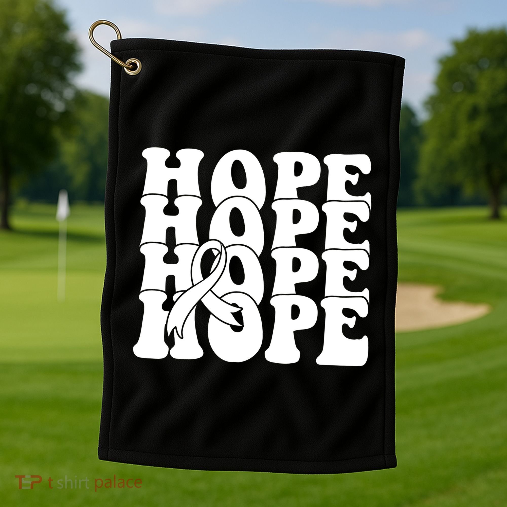 Hope Ribbon Breast Cancer Awareness Month Golf Towel